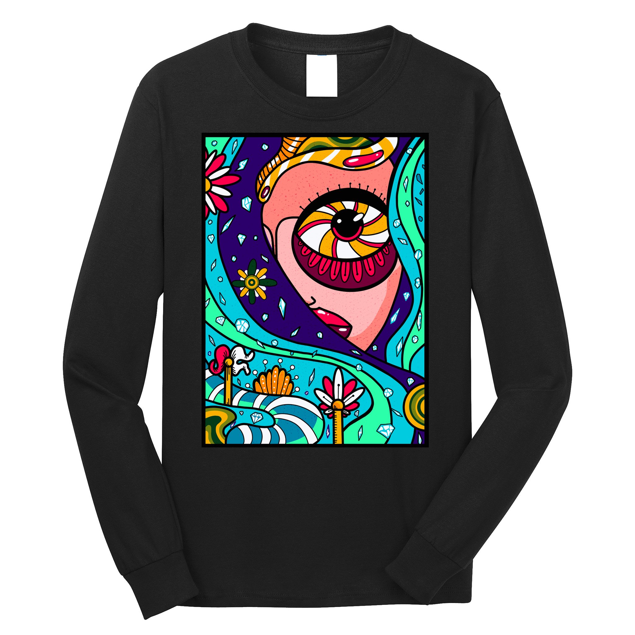 Lucy Sky Diamonds Type Abstract Psychedelic Long Sleeve Shirt