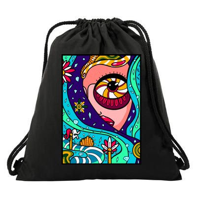 Lucy Sky Diamonds Type Abstract Psychedelic Drawstring Bag