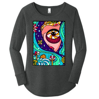 Lucy Sky Diamonds Type Abstract Psychedelic Women's Perfect Tri Tunic Long Sleeve Shirt