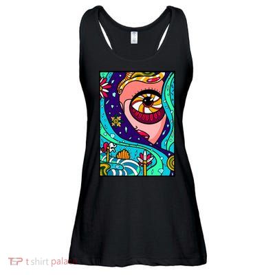 Lucy Sky Diamonds Type Abstract Psychedelic Ladies Essential Flowy Tank