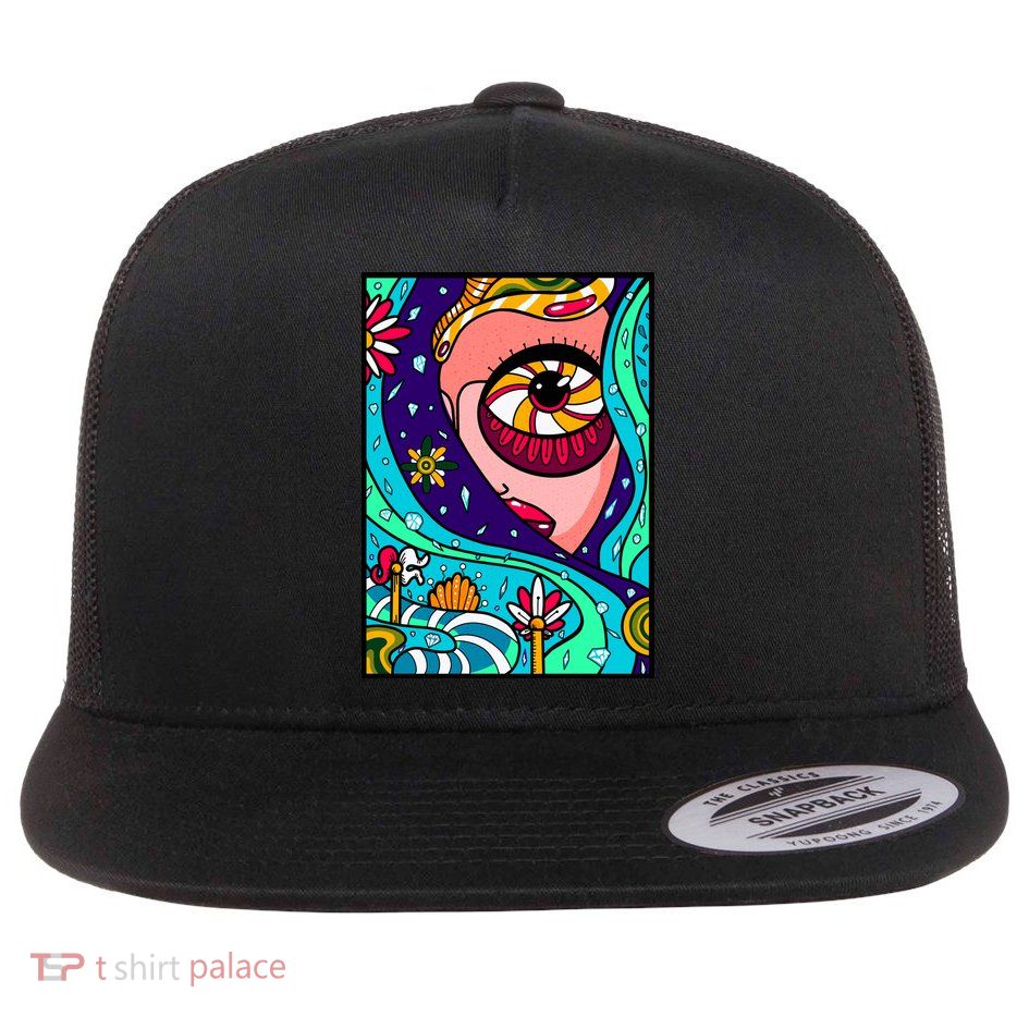 Lucy Sky Diamonds Type Abstract Psychedelic Flatbill Hat