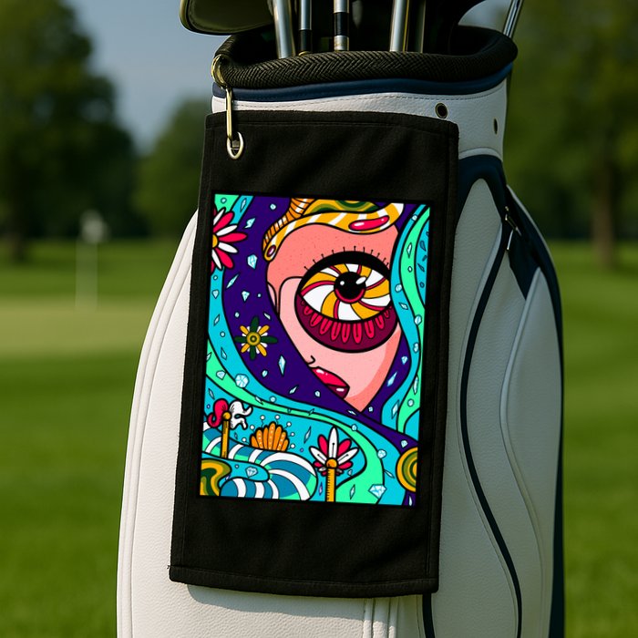 Lucy Sky Diamonds Type Abstract Psychedelic Golf Towel