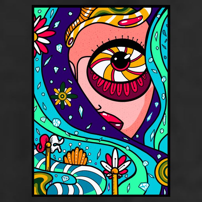Lucy Sky Diamonds Type Abstract Psychedelic Golf Towel