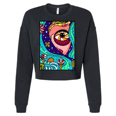 Lucy Sky Diamonds Type Abstract Psychedelic Cropped Pullover Crew