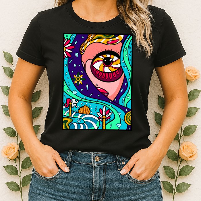 Lucy Sky Diamonds Type Abstract Psychedelic Womens T-Shirt