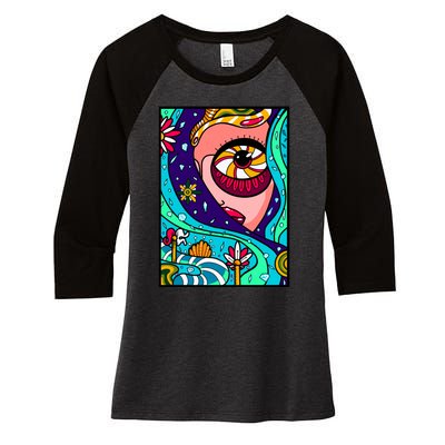 Lucy Sky Diamonds Type Abstract Psychedelic Women's Tri-Blend 3/4-Sleeve Raglan Shirt