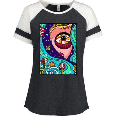 Lucy Sky Diamonds Type Abstract Psychedelic Enza Ladies Jersey Colorblock Tee