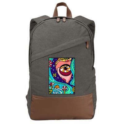 Lucy Sky Diamonds Type Abstract Psychedelic Cotton Canvas Backpack