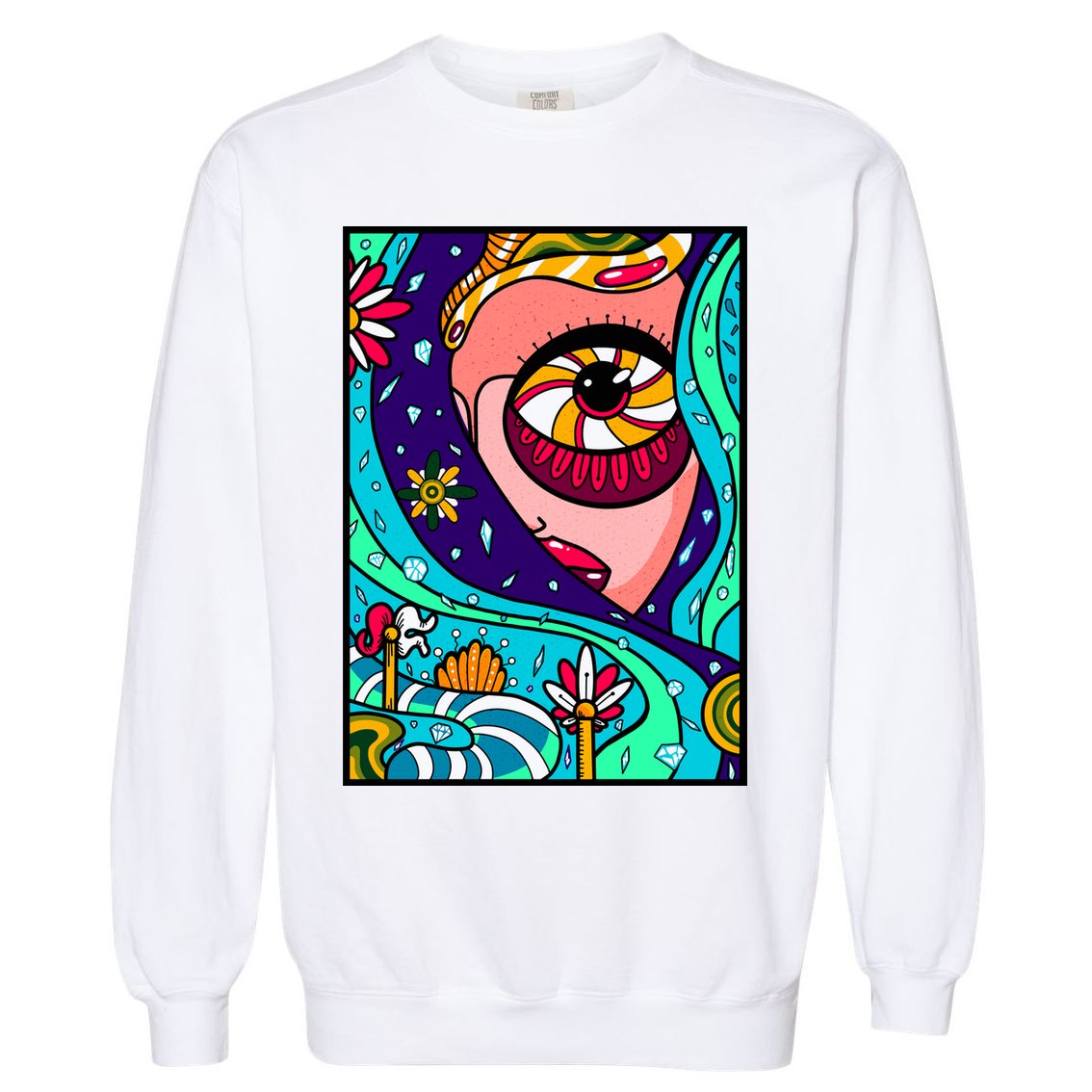 Lucy Sky Diamonds Type Abstract Psychedelic Garment-Dyed Sweatshirt