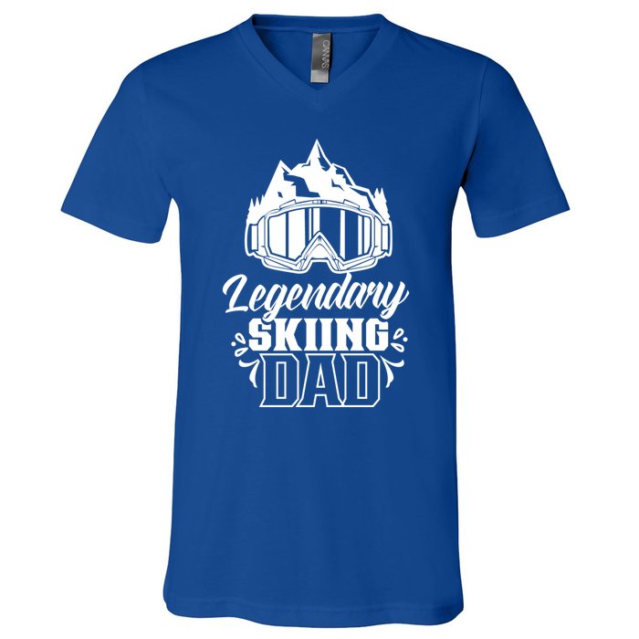 Legendary Skiing Dad Skier Father Ski Daddy Papa Father's Gift V-Neck T-Shirt