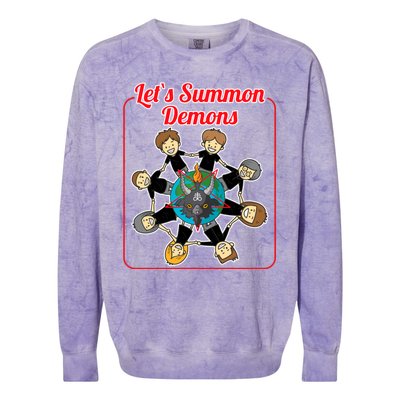 Lets Summon Demons Creepy Incantation Demons Colorblast Crewneck Sweatshirt