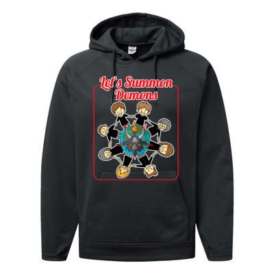 Lets Summon Demons Creepy Incantation Demons Performance Fleece Hoodie