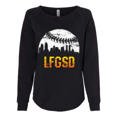 LFGSD San Diego Skyline Baseball Womens California Wash Sweatshirt