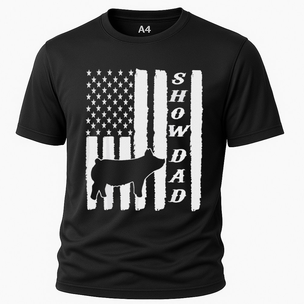 Livestock Show Dad Grungy Flag Stockshow Sow Pig Swine Performance Shirt