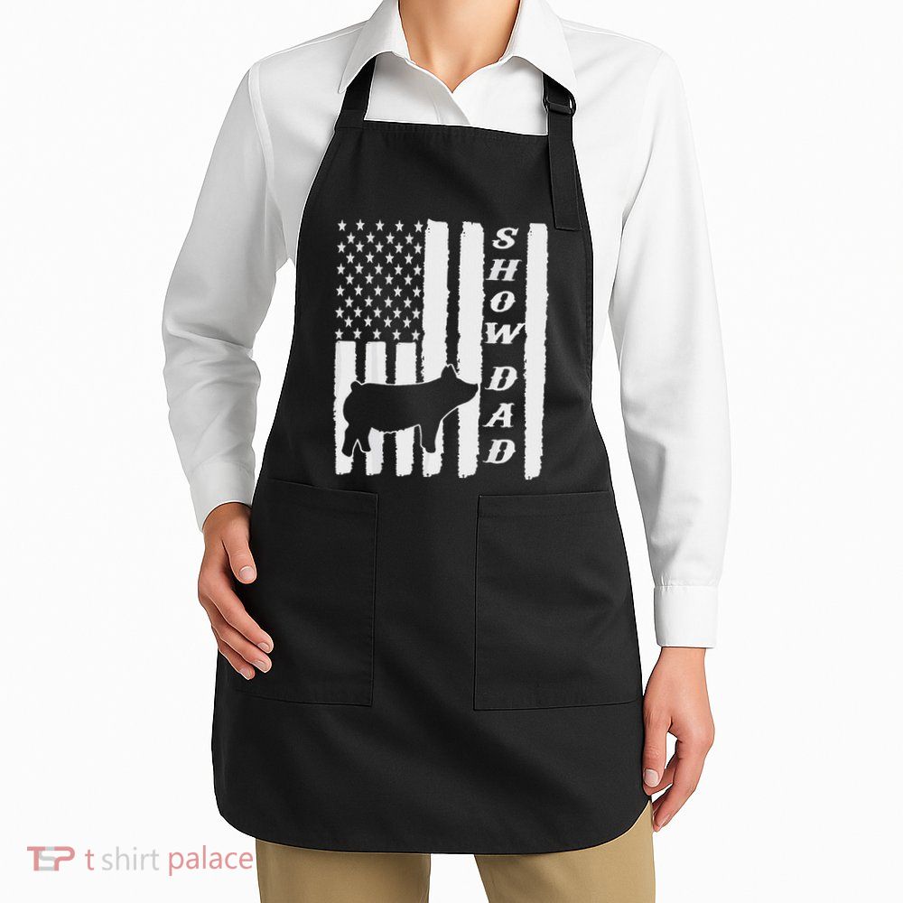 Livestock Show Dad Grungy Flag Stockshow Sow Pig Swine Apron