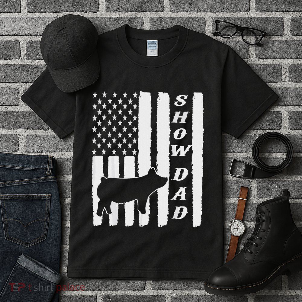 Livestock Show Dad Grungy Flag Stockshow Sow Pig Swine Tall T-Shirt