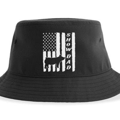 Livestock Show Dad Grungy Flag Stockshow Sow Pig Swine Sustainable Bucket Hat