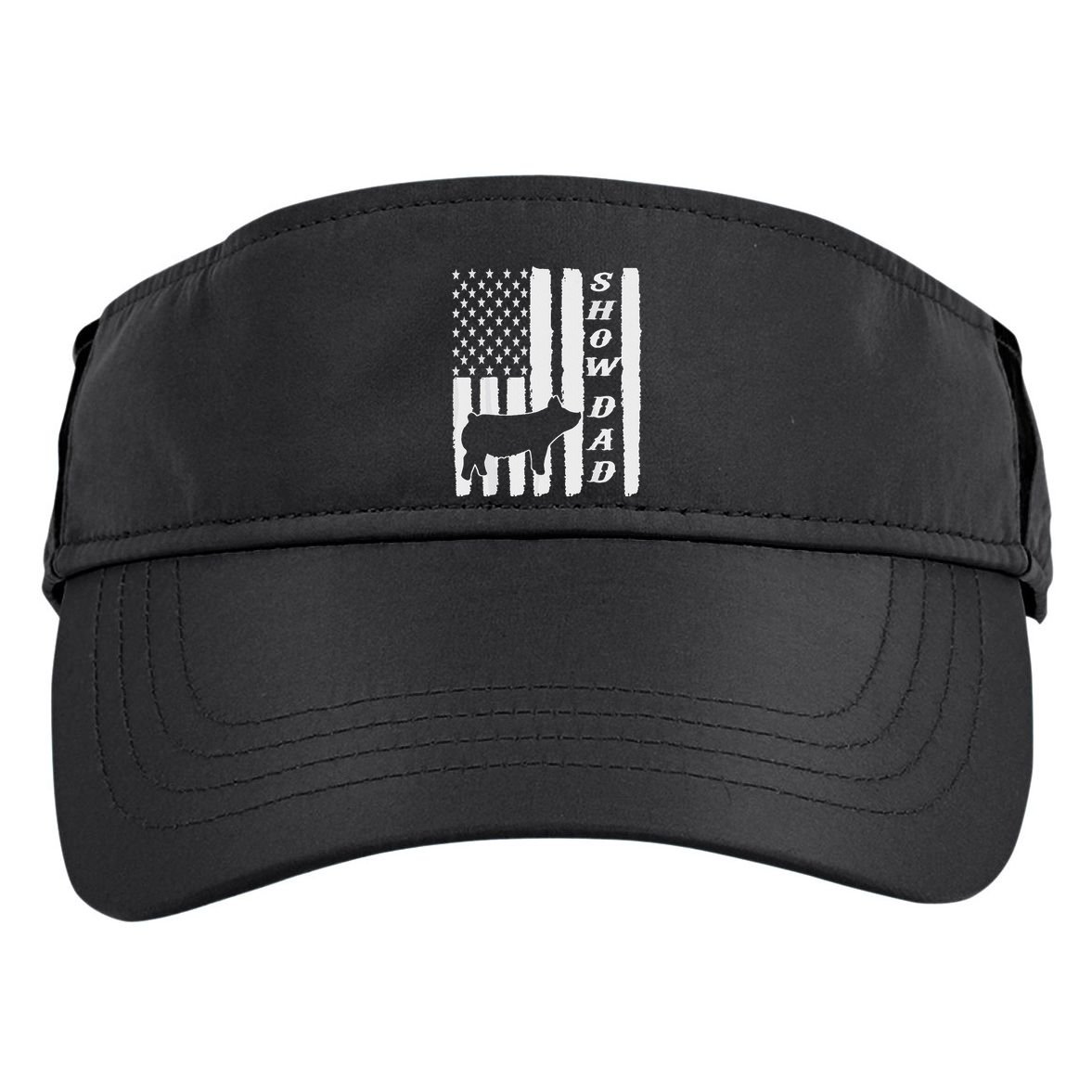 Livestock Show Dad Grungy Flag Stockshow Sow Pig Swine Adult Drive Performance Visor