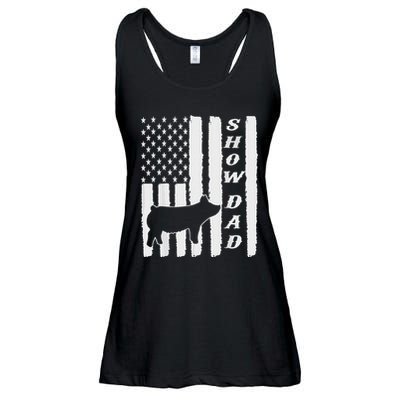 Livestock Show Dad Grungy Flag Stockshow Sow Pig Swine Ladies Essential Flowy Tank
