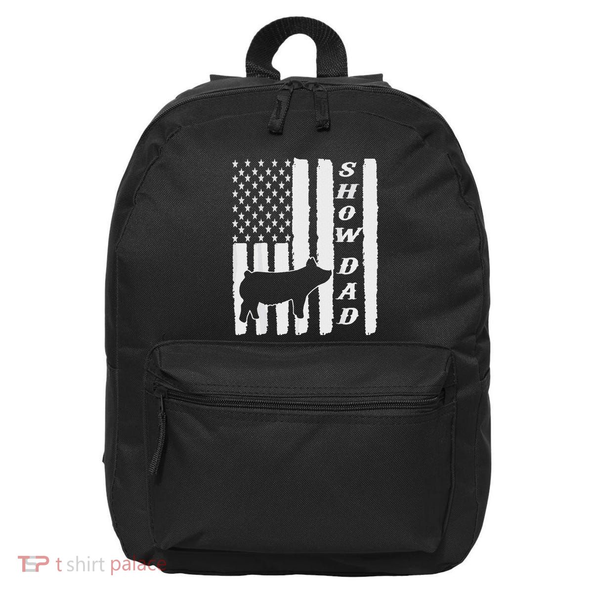 Livestock Show Dad Grungy Flag Stockshow Sow Pig Swine 16 in Basic Backpack