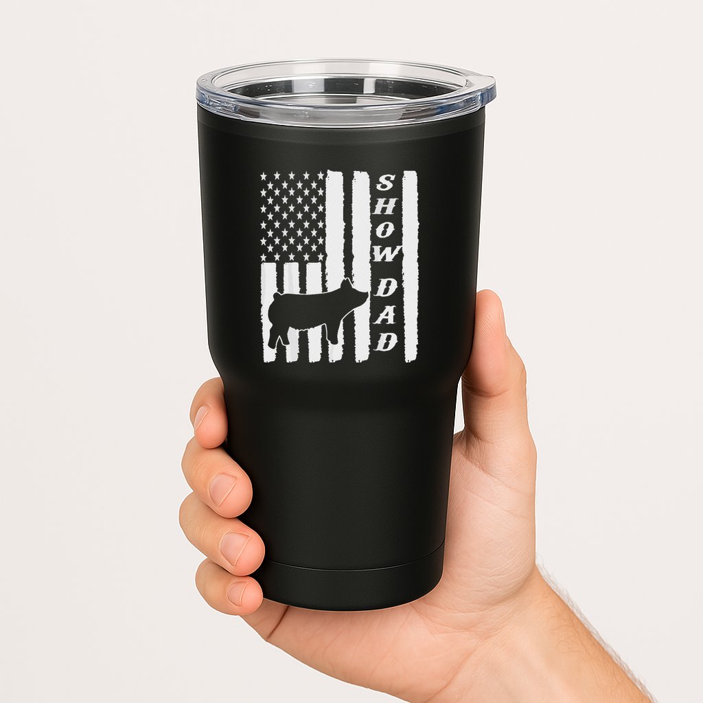Livestock Show Dad Grungy Flag Stockshow Sow Pig Swine Tumbler