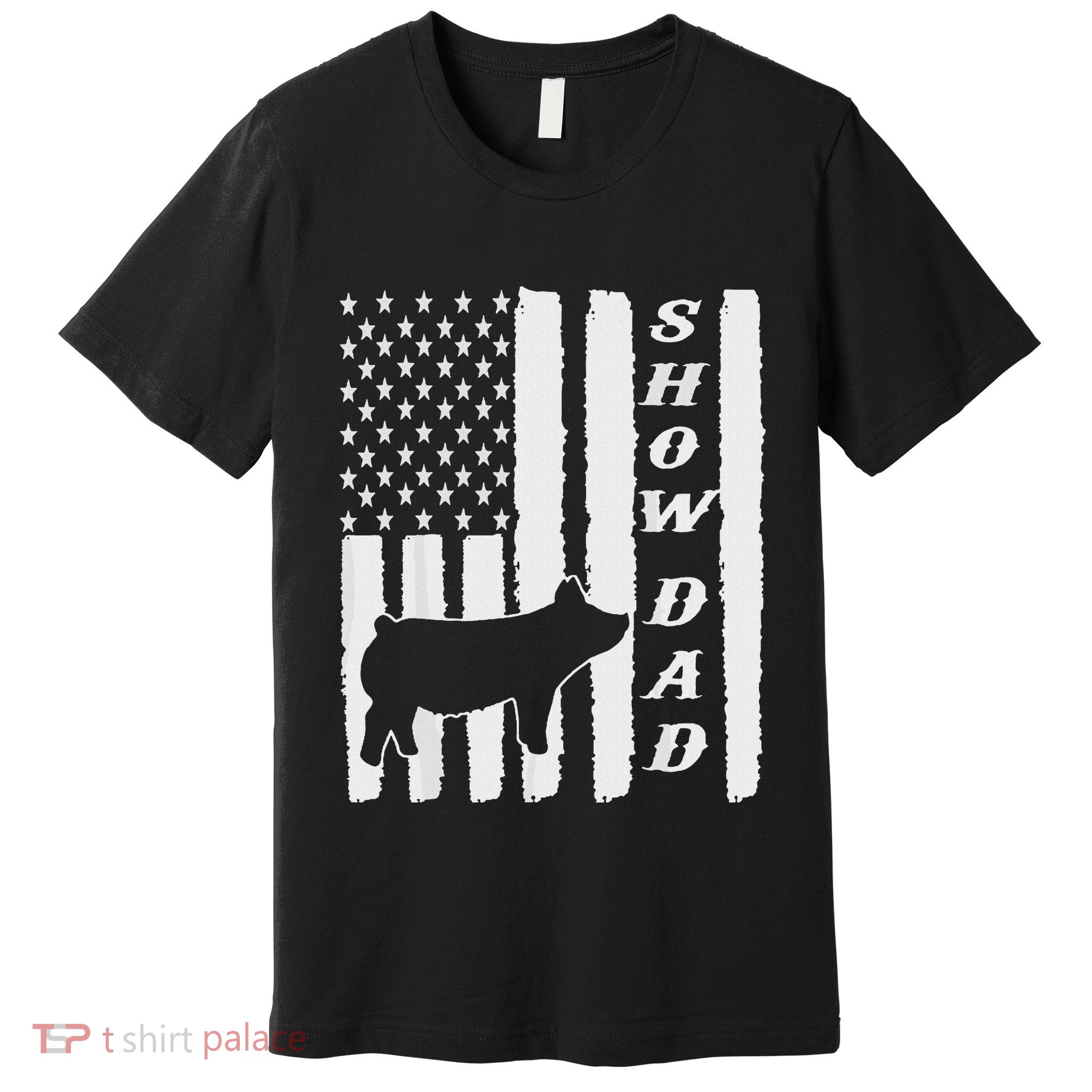 Livestock Show Dad Grungy Flag Stockshow Sow Pig Swine Premium T-Shirt