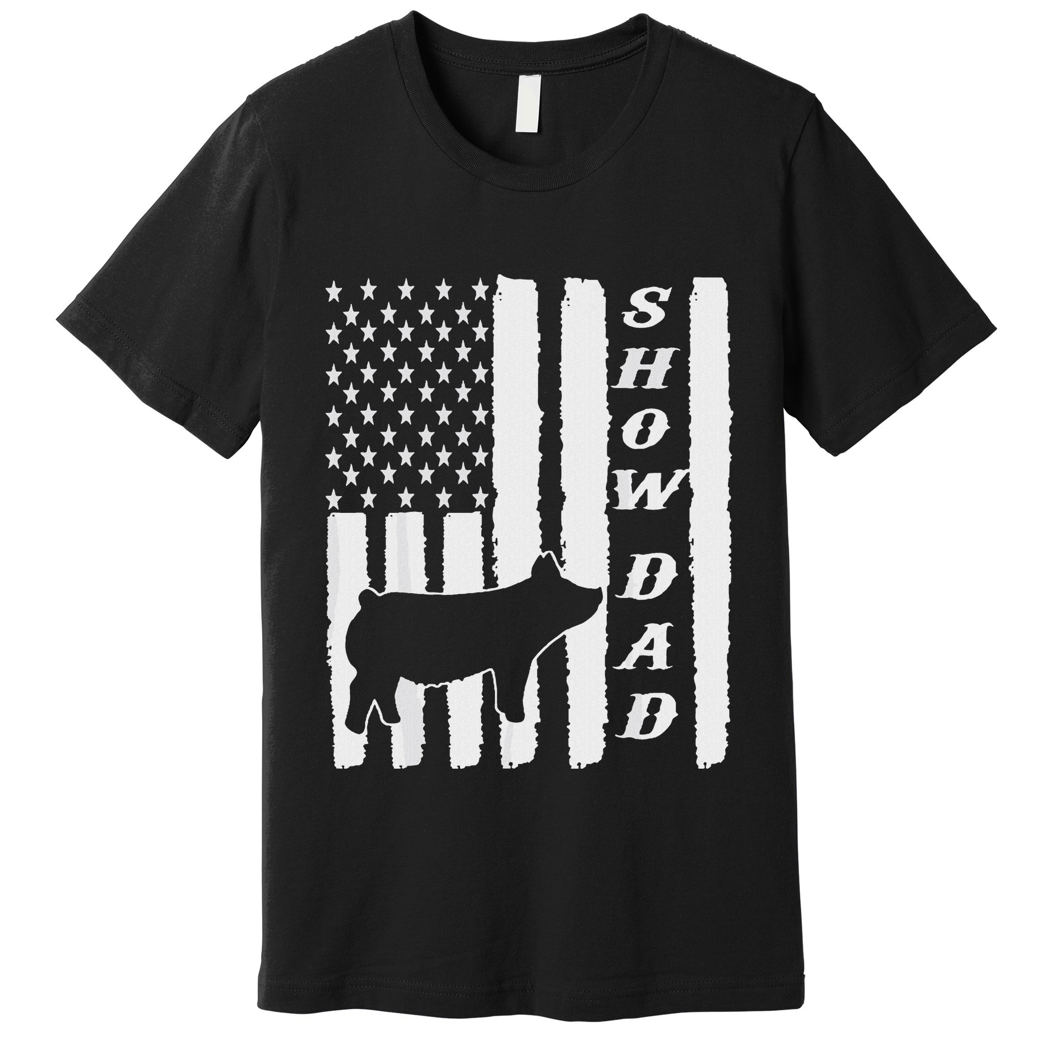 Livestock Show Dad Grungy Flag Stockshow Sow Pig Swine Premium T-Shirt