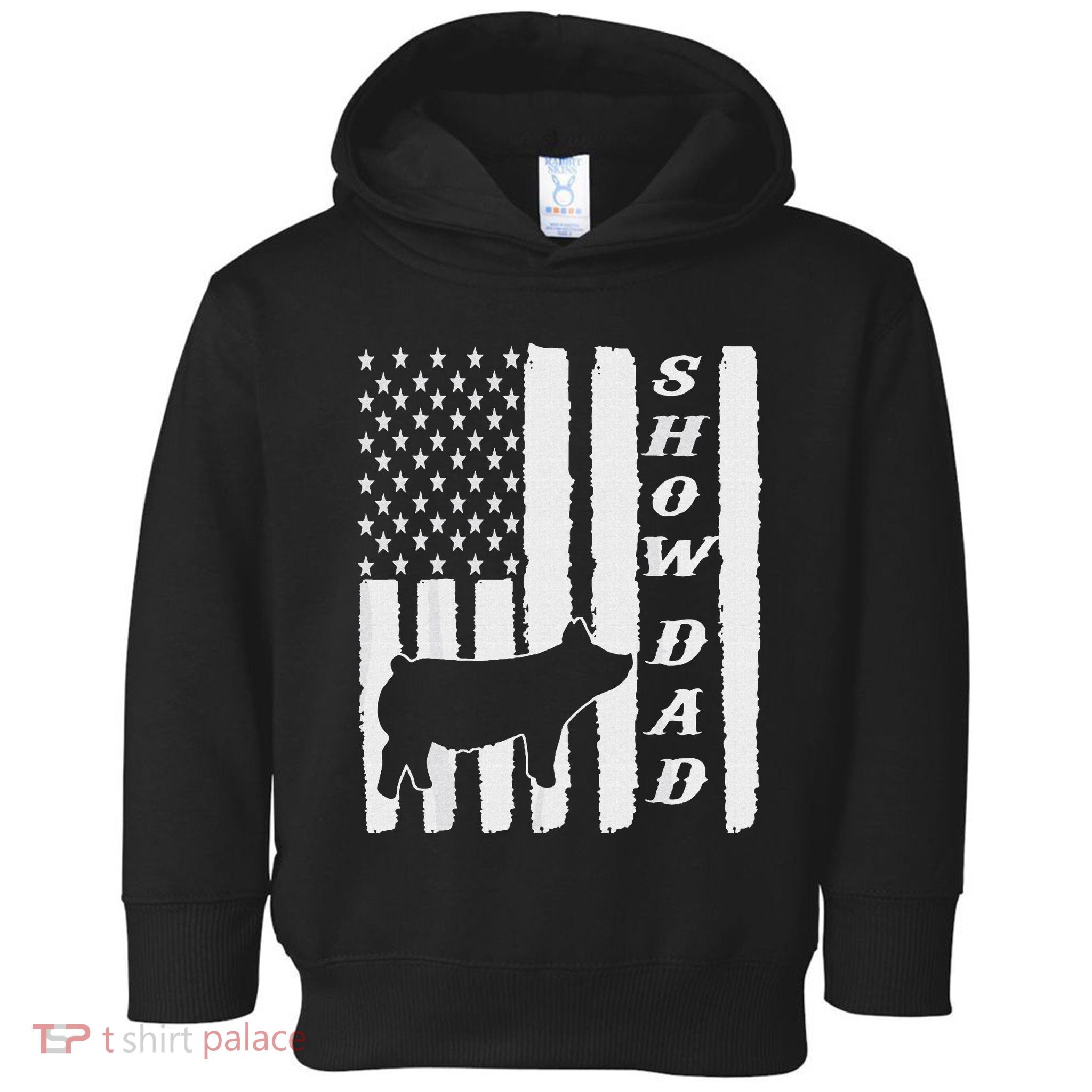Livestock Show Dad Grungy Flag Stockshow Sow Pig Swine Toddler Hoodie