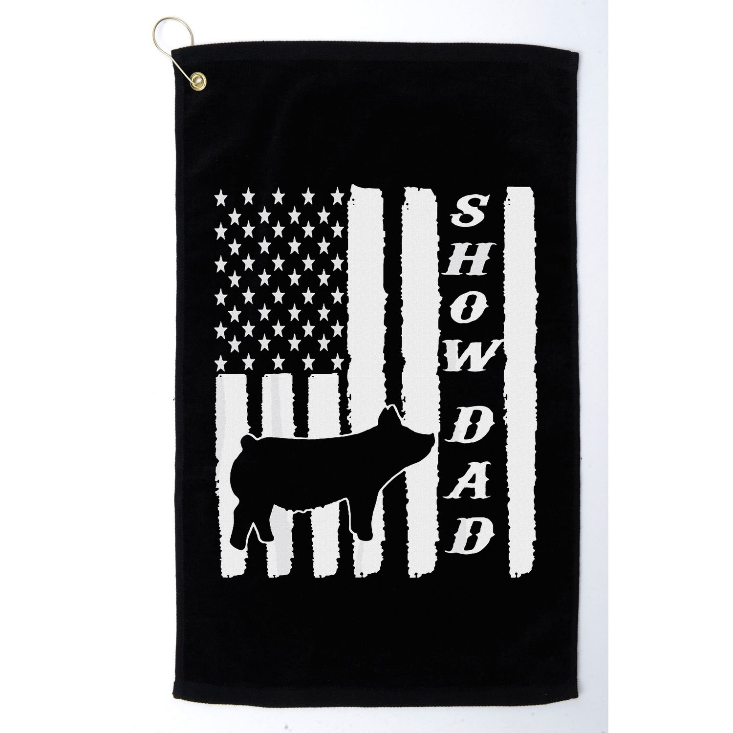 Livestock Show Dad Grungy Flag Stockshow Sow Pig Swine Golf Towel