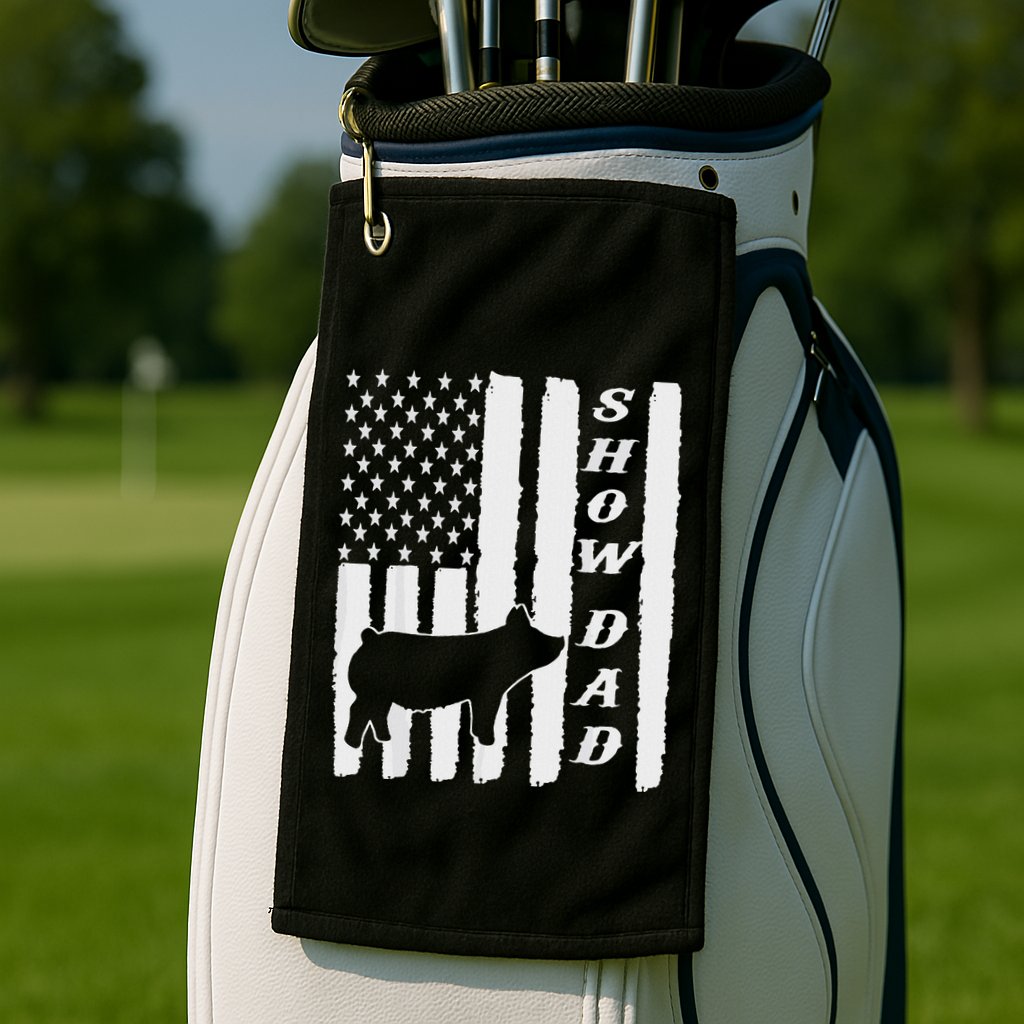 Livestock Show Dad Grungy Flag Stockshow Sow Pig Swine Golf Towel
