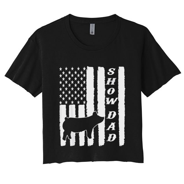 Livestock Show Dad Grungy Flag Stockshow Sow Pig Swine Crop Top