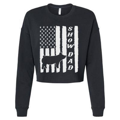 Livestock Show Dad Grungy Flag Stockshow Sow Pig Swine Cropped Pullover Crew