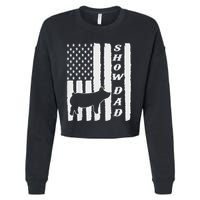 Livestock Show Dad Grungy Flag Stockshow Sow Pig Swine Cropped Pullover Crew