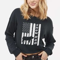 Livestock Show Dad Grungy Flag Stockshow Sow Pig Swine Cropped Pullover Crew