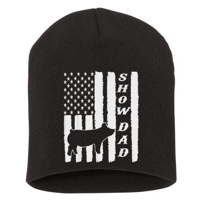 Livestock Show Dad Grungy Flag Stockshow Sow Pig Swine Short Acrylic Beanie