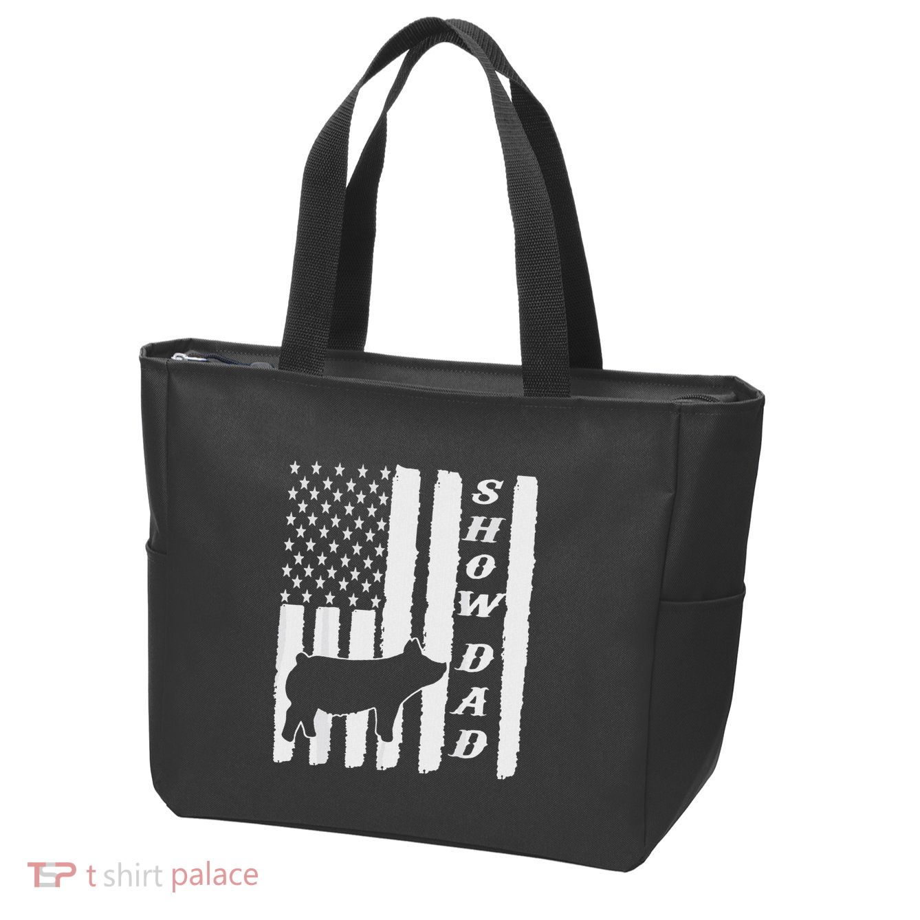 Livestock Show Dad Grungy Flag Stockshow Sow Pig Swine Zip Tote Bag