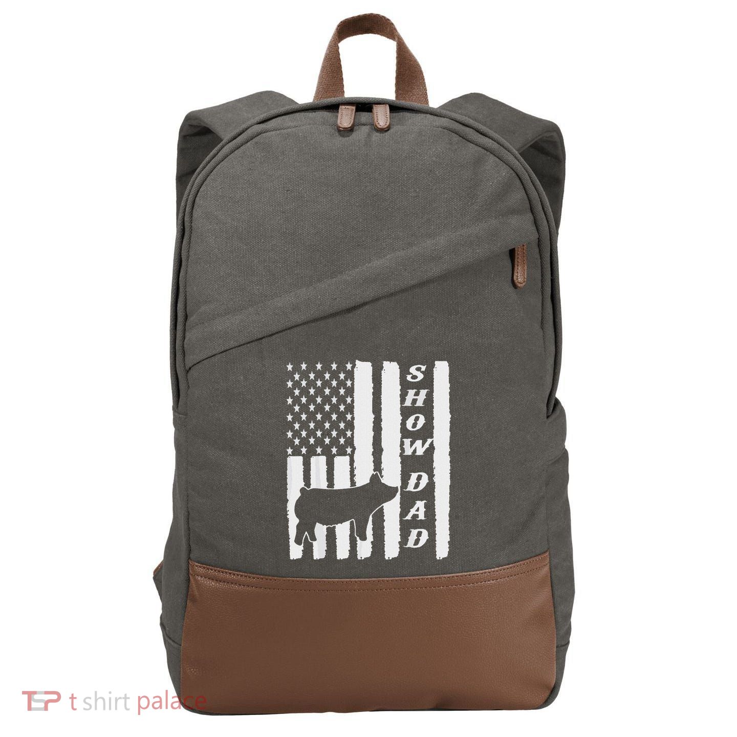 Livestock Show Dad Grungy Flag Stockshow Sow Pig Swine Cotton Canvas Backpack