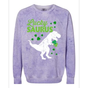 Lucky Saurus Dinosaur Tgiftrex For St Patricks Day Funny Gift Colorblast Crewneck Sweatshirt