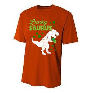 Lucky Saurus Dinosaur Tgiftrex For St Patricks Day Funny Gift Performance Sprint T-Shirt