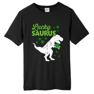 Lucky Saurus Dinosaur Tgiftrex For St Patricks Day Funny Gift Tall Fusion ChromaSoft Performance T-Shirt