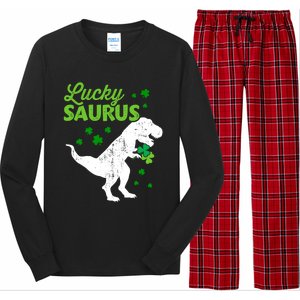 Lucky Saurus Dinosaur Tgiftrex For St Patricks Day Funny Gift Long Sleeve Pajama Set