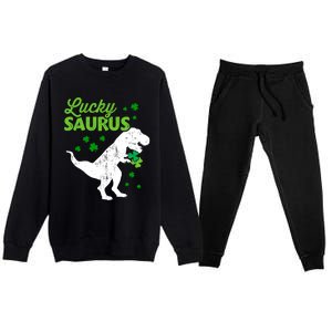 Lucky Saurus Dinosaur Tgiftrex For St Patricks Day Funny Gift Premium Crewneck Sweatsuit Set