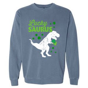 Lucky Saurus Dinosaur Tgiftrex For St Patricks Day Funny Gift Garment-Dyed Sweatshirt