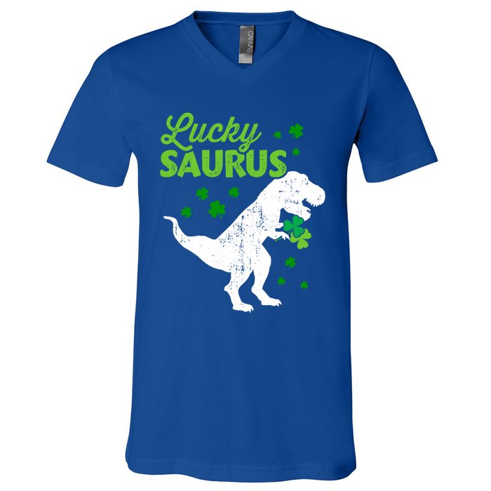 Lucky Saurus Dinosaur Tgiftrex For St Patricks Day Funny Gift V-Neck T-Shirt