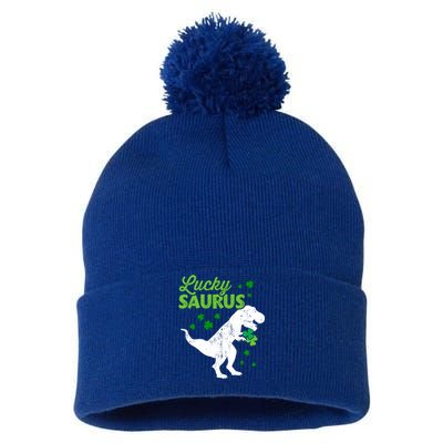 Lucky Saurus Dinosaur Tgiftrex For St Patricks Day Funny Gift Pom Pom 12in Knit Beanie