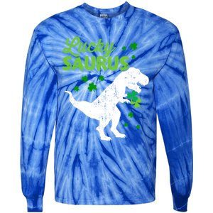 Lucky Saurus Dinosaur Tgiftrex For St Patricks Day Funny Gift Tie-Dye Long Sleeve Shirt