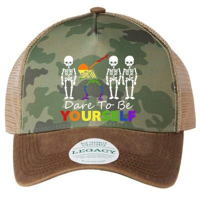 Lgtb Skeleton Dabbing Dare To Be Yours Meaningful Gift Legacy Tie Dye Trucker Hat