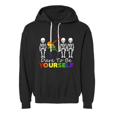 Lgtb Skeleton Dabbing Dare To Be Yours Meaningful Gift Garment-Dyed Fleece Hoodie