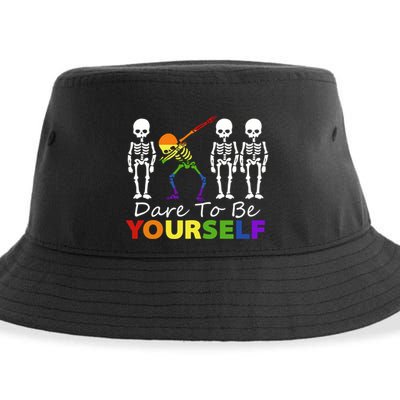 Lgtb Skeleton Dabbing Dare To Be Yours Meaningful Gift Sustainable Bucket Hat
