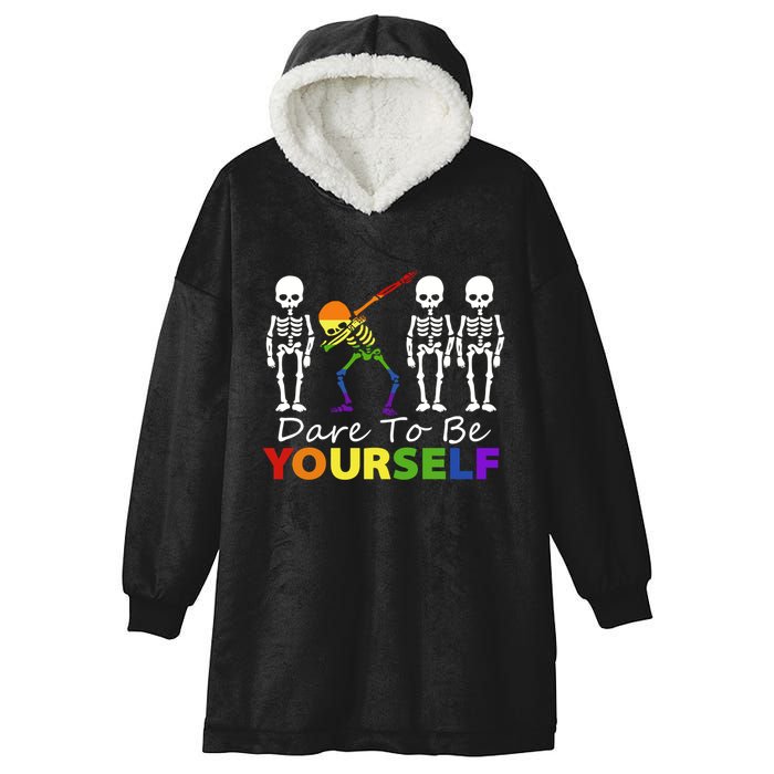 Lgtb Skeleton Dabbing Dare To Be Yours Meaningful Gift Hooded Wearable Blanket
